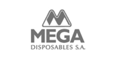 Mega Disposables greyscale logo.